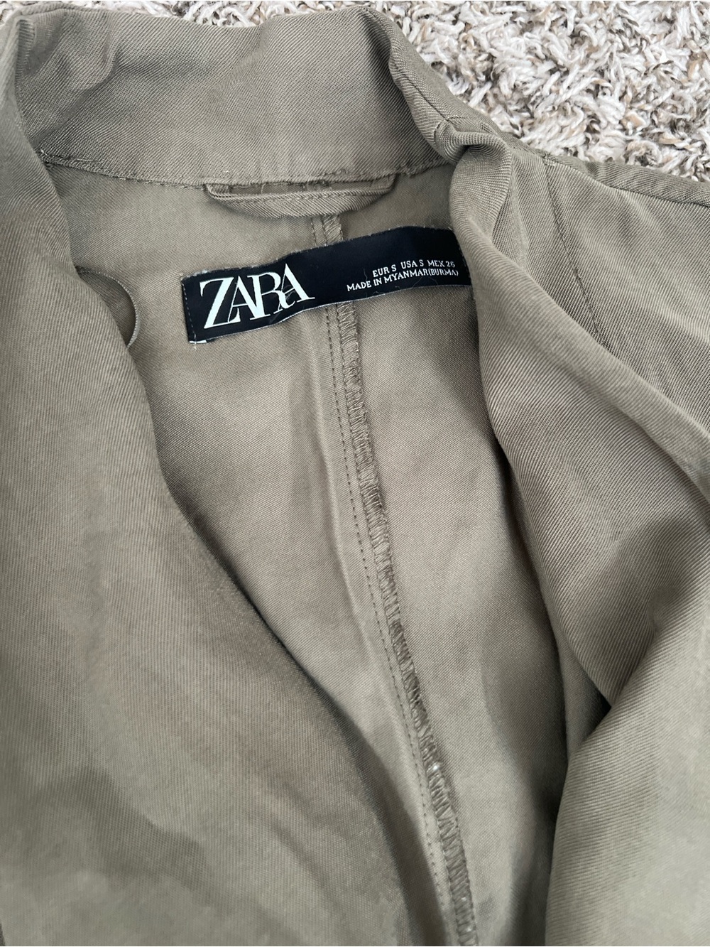 ZARA Olive Utility Drawstring Jacket - Picture 2 of 3